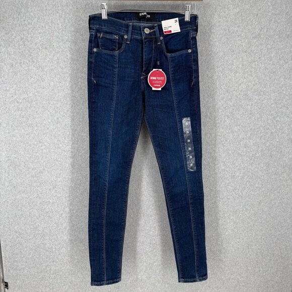 Express Womens Denim Perfect Ankle Skinny Jean Size 2 Dark Wash Center Seam NEW - Picture 1 of 15